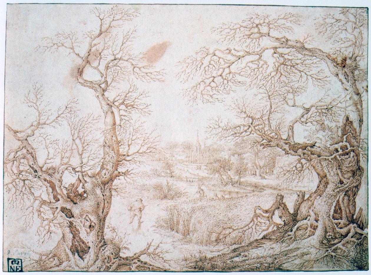 Winterlandschap, ca. 1565-1602 door Jacob Savery I