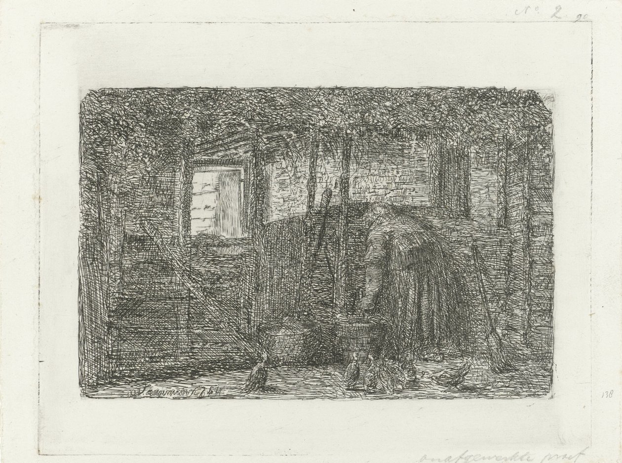 Vrouw in een stal door Jacob Taanman