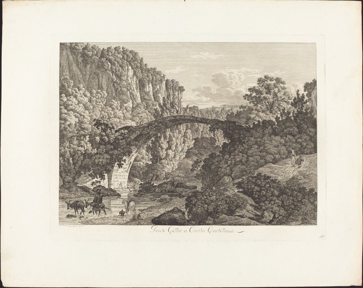 Ponte Celio bij Cività Castellana door Jacob Wilhelm Mechau