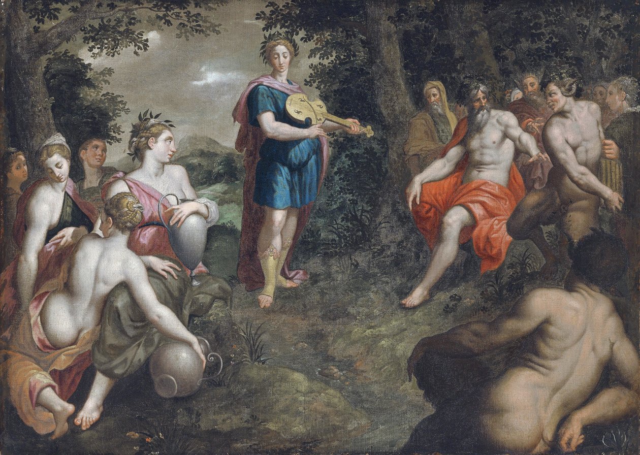 De wedstrijd van Apollo en Pan door Jacob de Backer