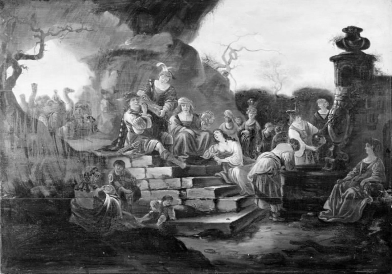 Vrolijk Gezelschap bij een Fontein door Jacob de Wet d.Æ.