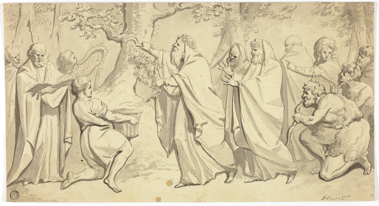 Druïden die maretak knippen door Jacob de Wit