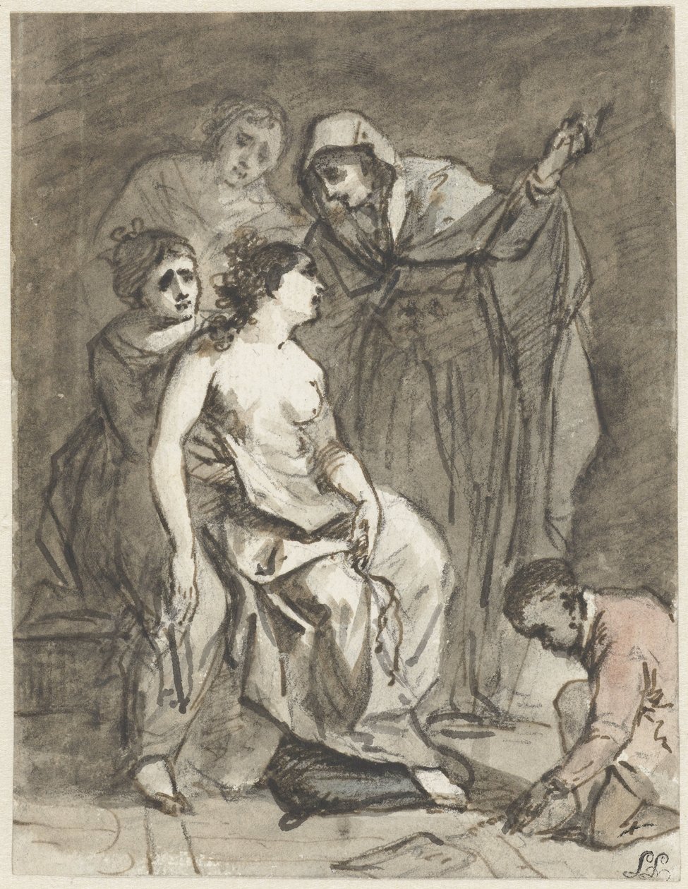 Schets van een boetende Magdalena (?) door Jacob de Wit