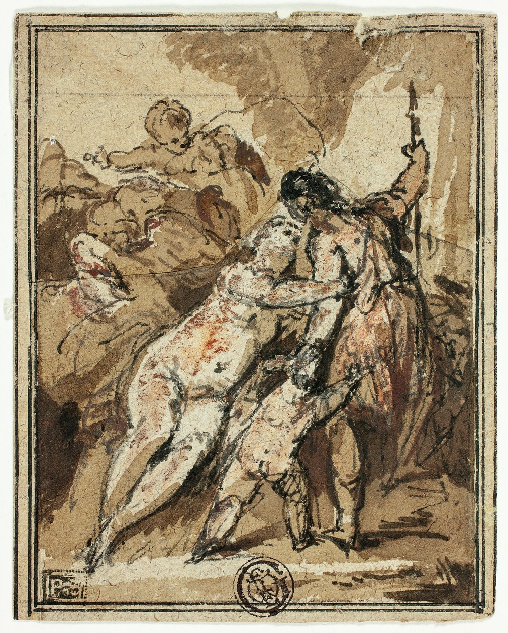 Venus probeert Adonis vast te houden door Jacob de Wit