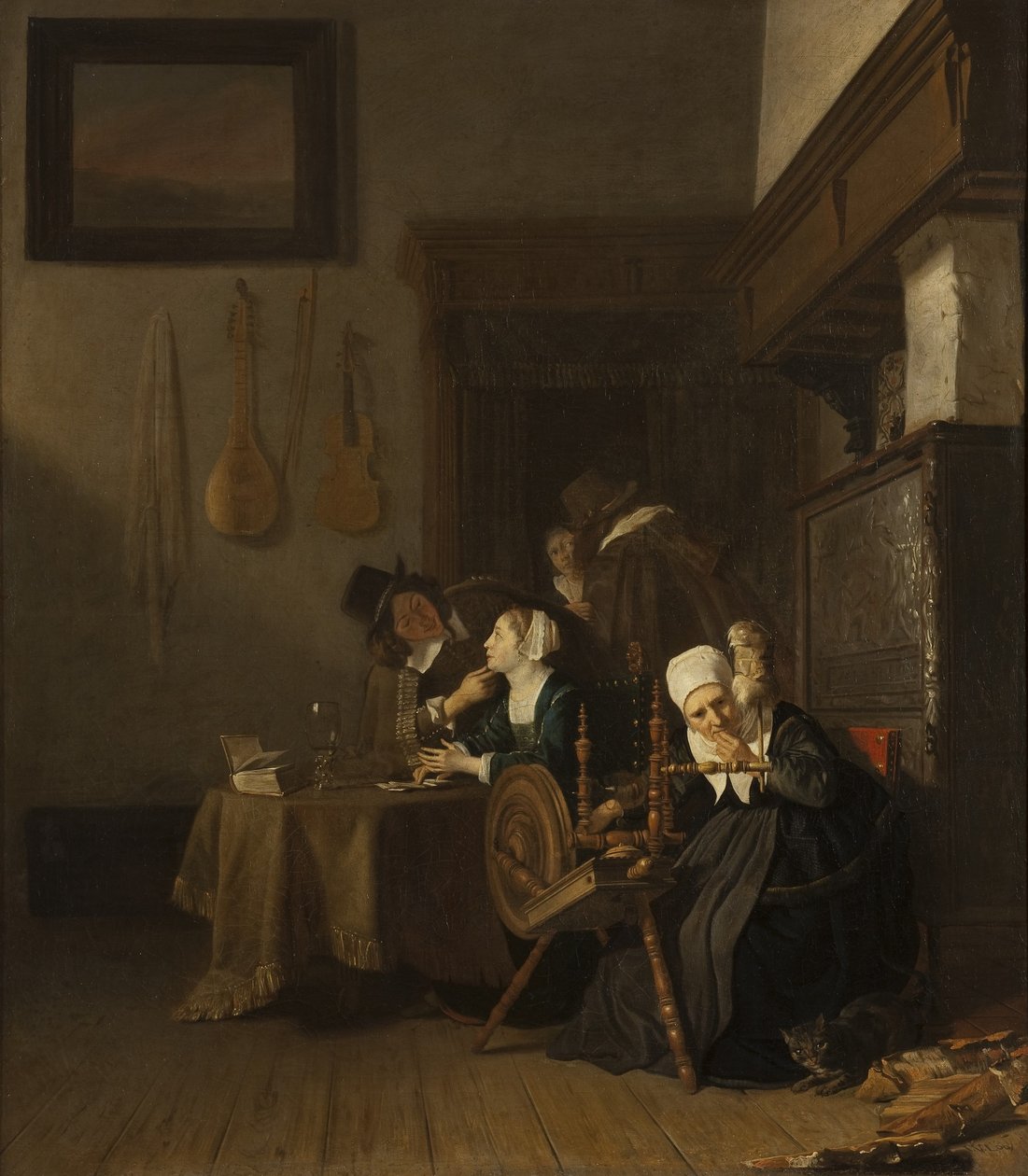 Verwennende oude dame door Jacob van Loo
