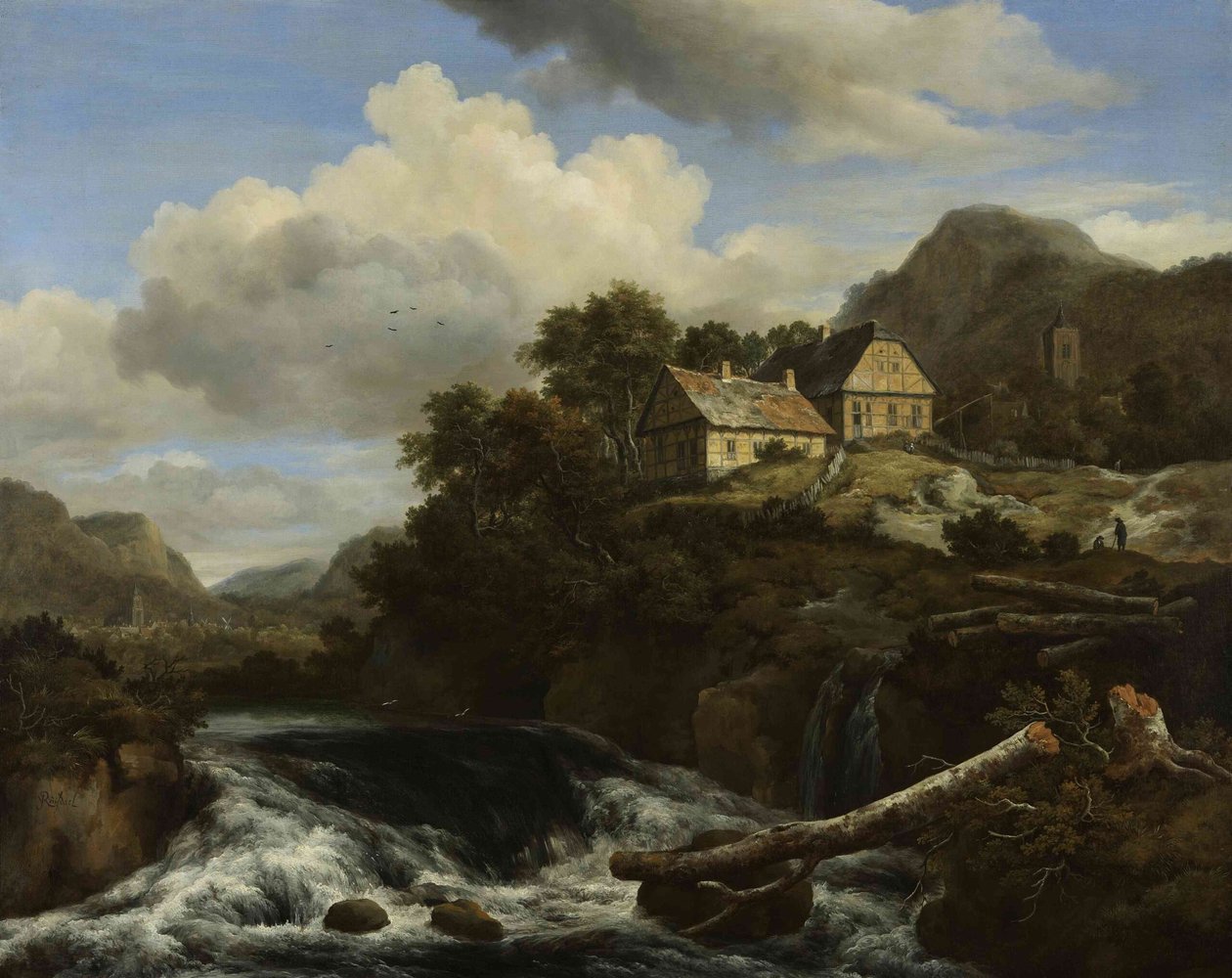 Een waterval door Jacob van Ruisdael
