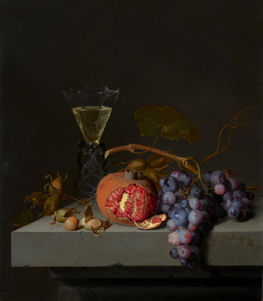 Stilleven met fruit door Jacob van Walscapelle