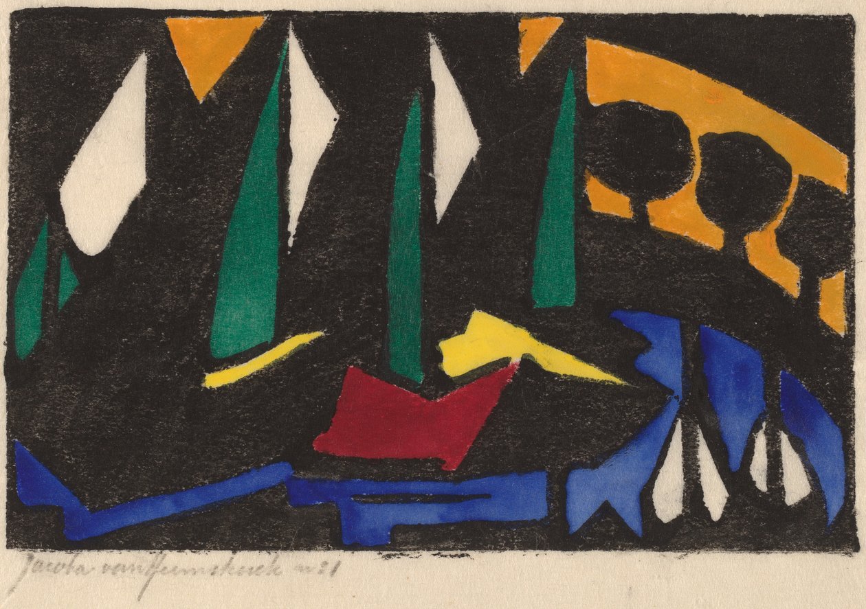 Boot en Bomen, 1914 door Jacoba van Heemskerck van Beest
