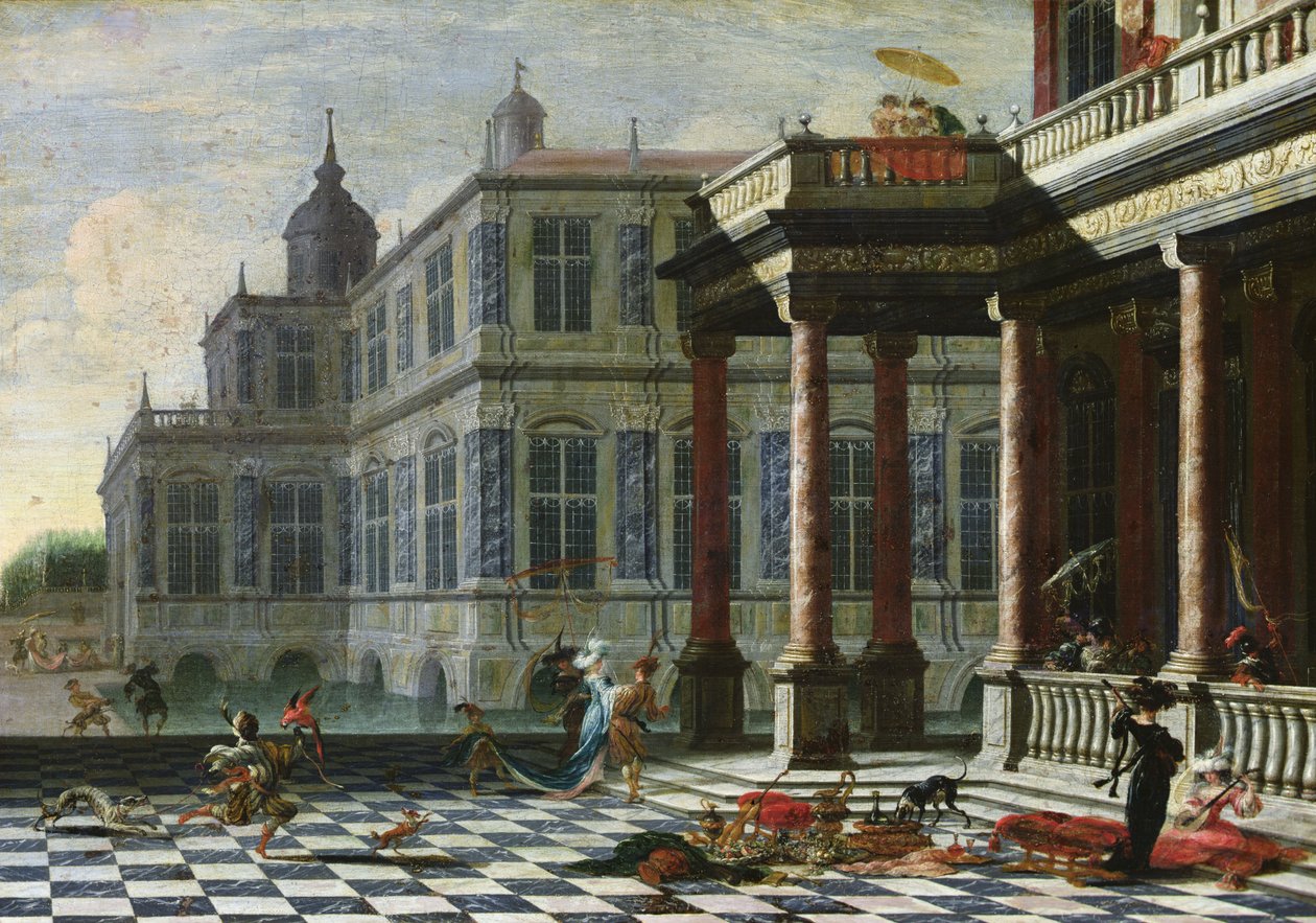 Italiaans paleis met terras door Jacobus Saeys