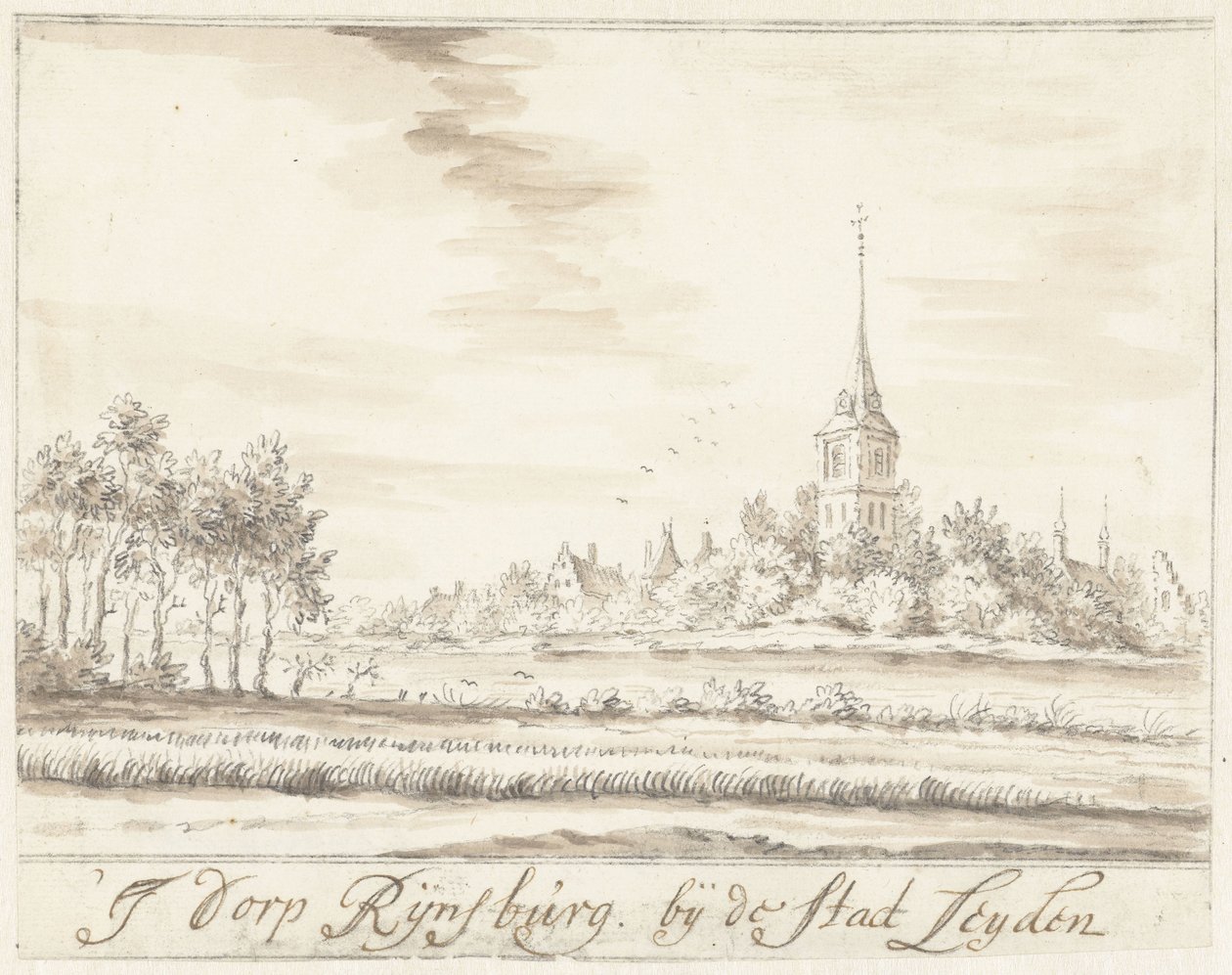 Het dorp Rijnsburg door Jacobus Stellingwerff