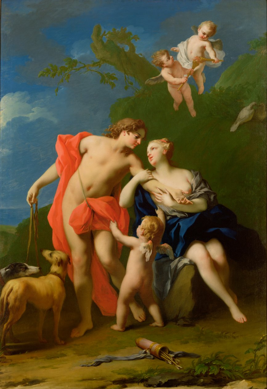 Venus en Adonis door Jacopo Amigoni