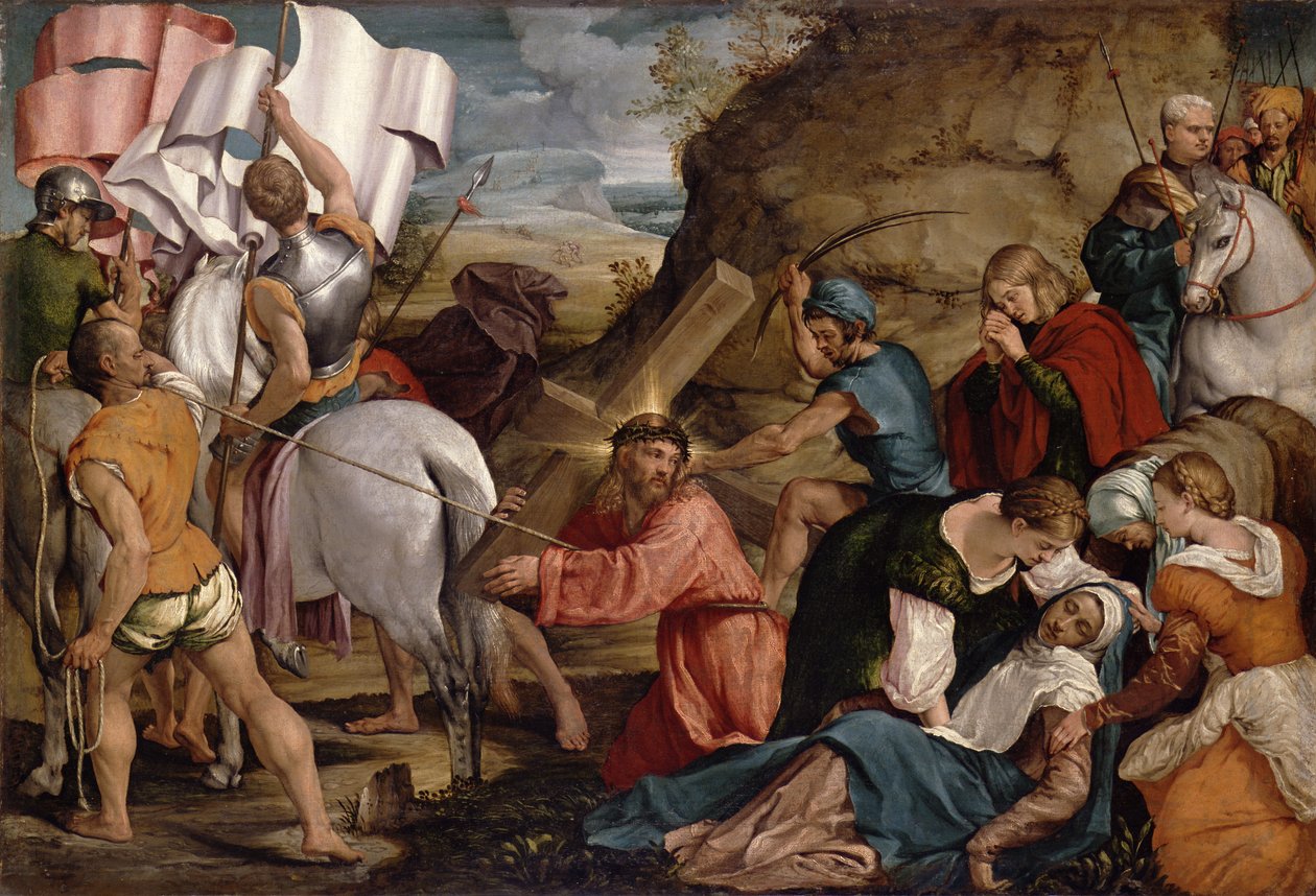 De reis naar Calvarie, ca. 1540 door Jacopo Bassano