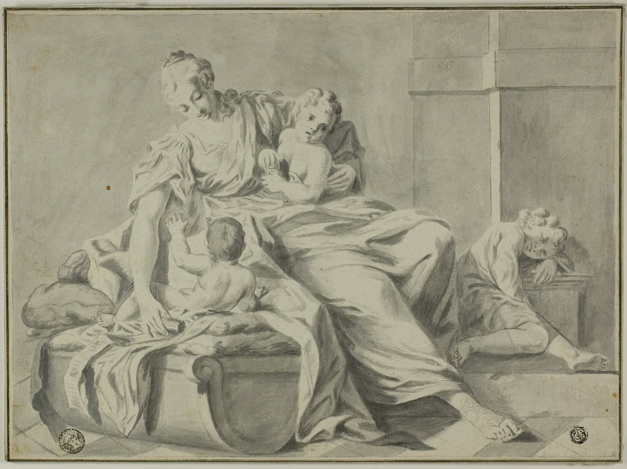 Moeder en drie kinderen door Jacopo Amigoni