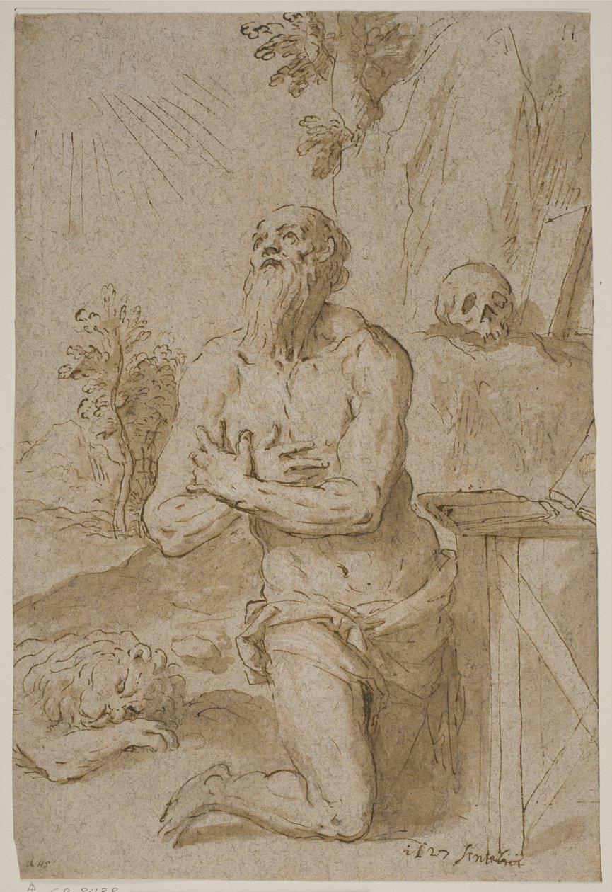 Sint Hiëronymus in de wildernis door Jacopo Palma
