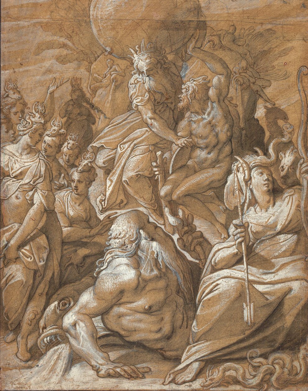 Atlas en Hercules door Jacopo Zucchi