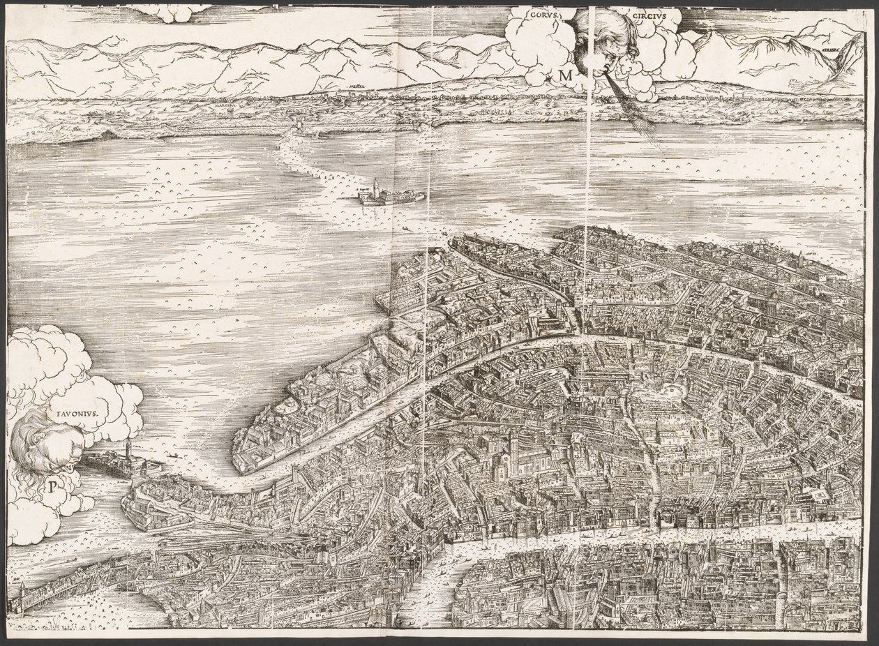 Uitzicht op Venetië [linkerbovenblok] door Jacopo de