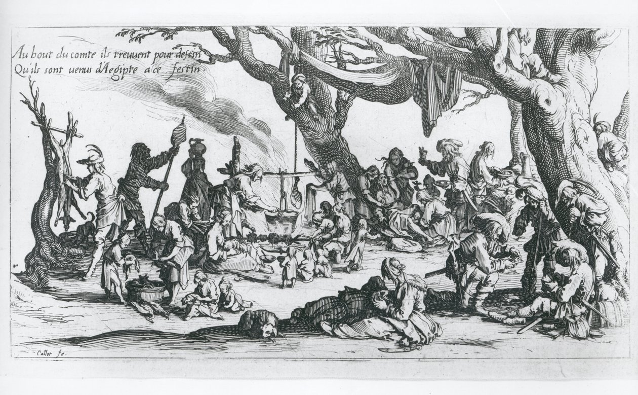 Een Geboorte in een Zigeunerkamp door Jacques Callot