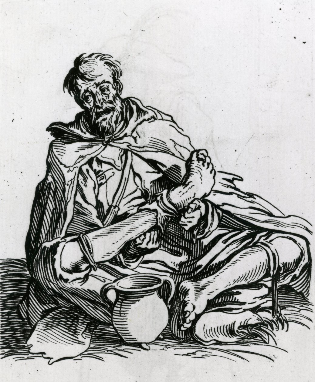 Zittende bedelaar door Jacques Callot