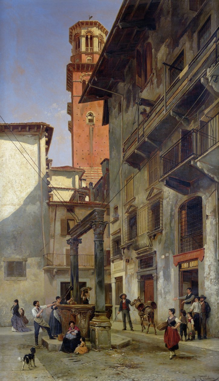 Via Mazzanti, Verona, 1880 door Jacques Carabain