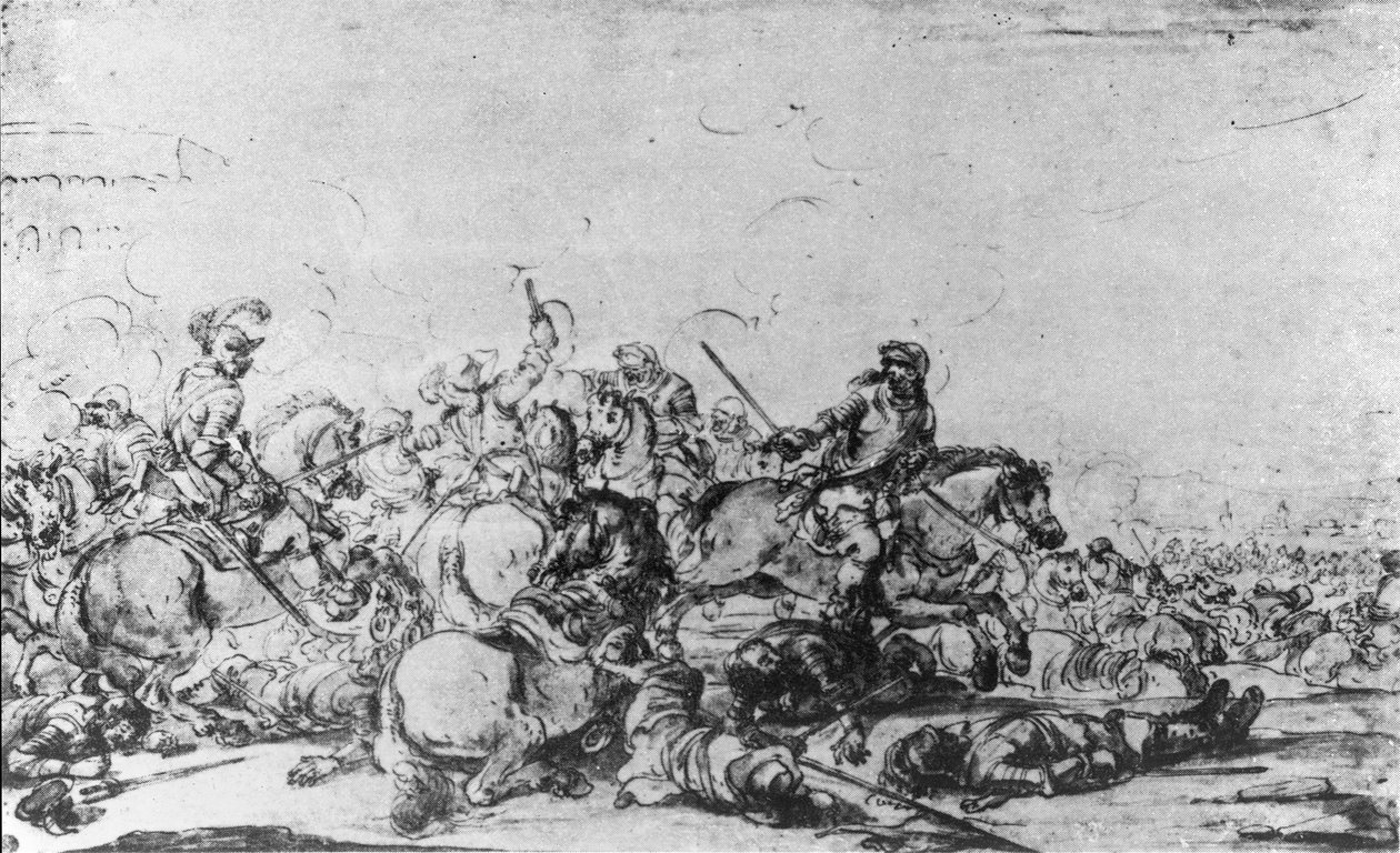 Een cavaleriegevecht door Jacques Courtois
