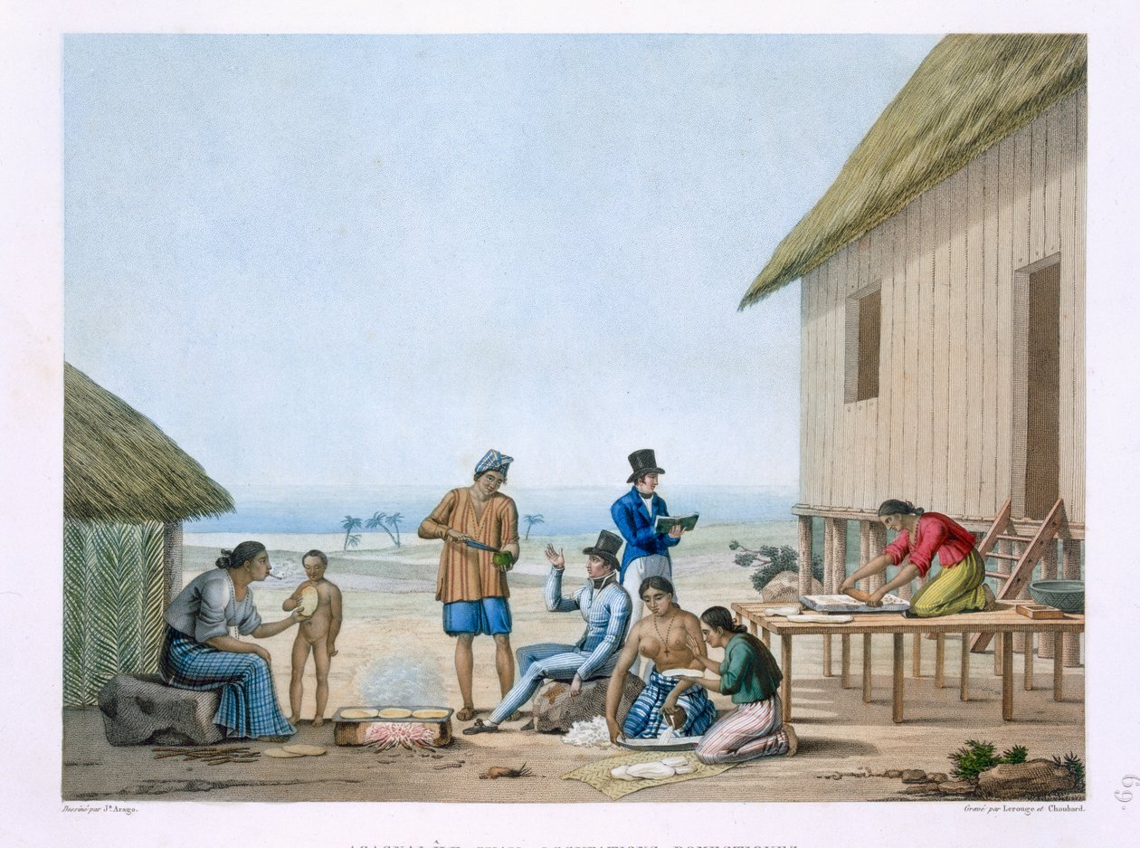 Huishoudelijke bezigheden, Agagna, Guam, Filipijnen, uit 