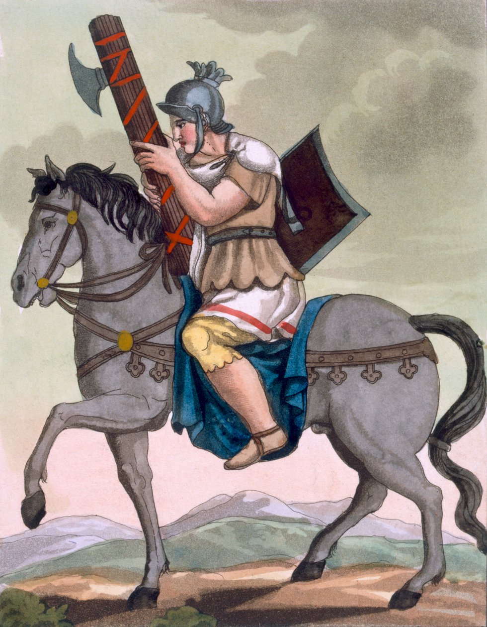 Een militaire lictor van de cavalerie, drager van de fasces, illustratie uit 
