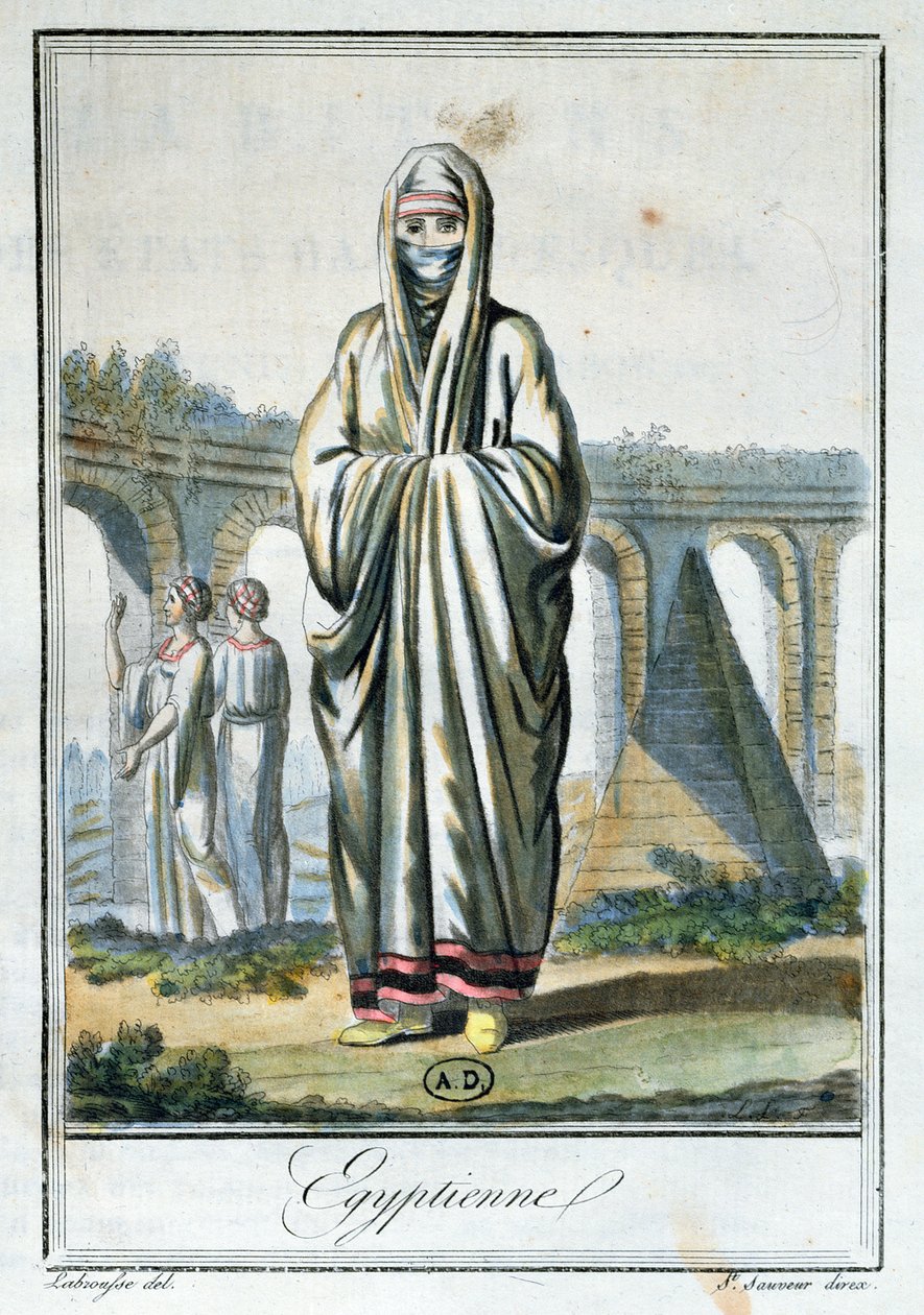 Egyptische vrouw met chador, illustratie uit 