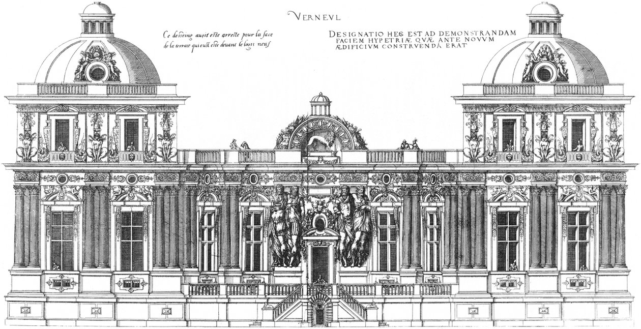 Gravure uit Le premier volume des plus excellents Bastiments de France door Jacques I Androuet du Cerceau