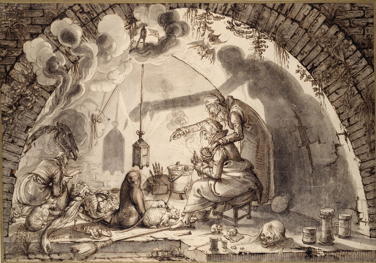 Een heksenkeuken, ca. 1600 door Jacques II de Gheyn