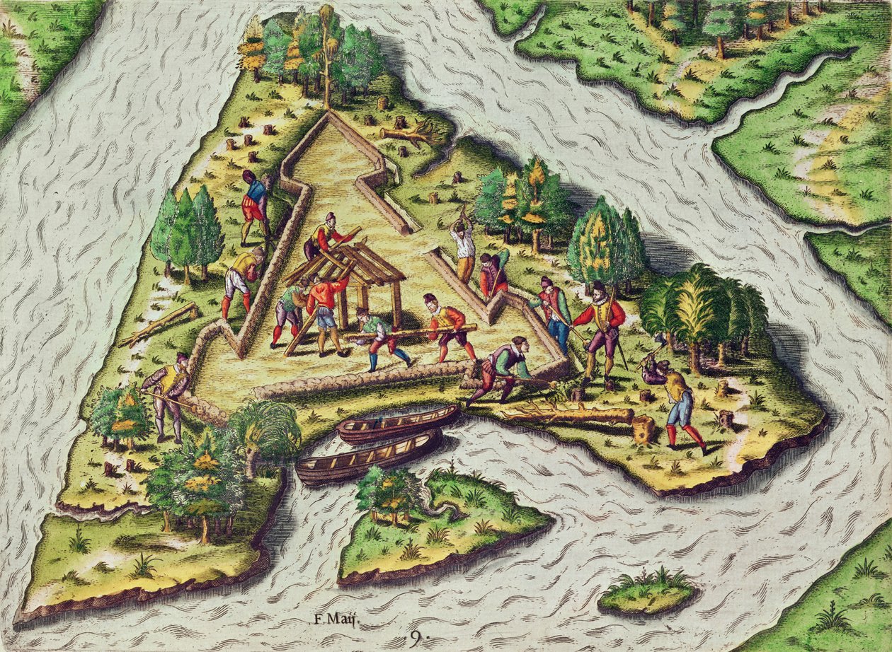 Een locatie voor het fort wordt gekozen, uit 