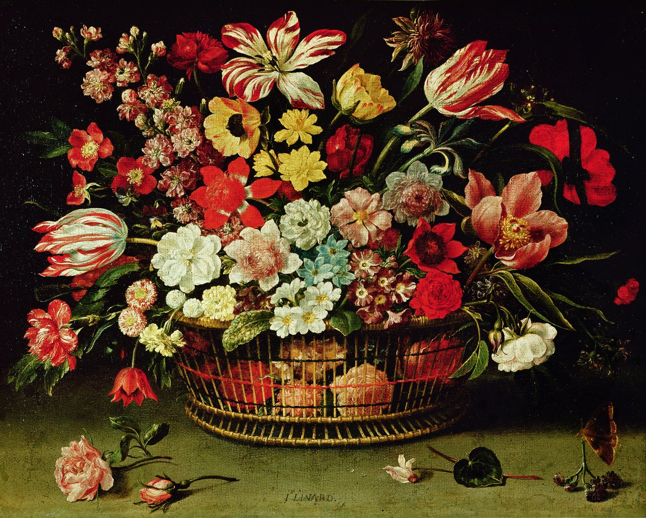 Mand met bloemen door Jacques Linard