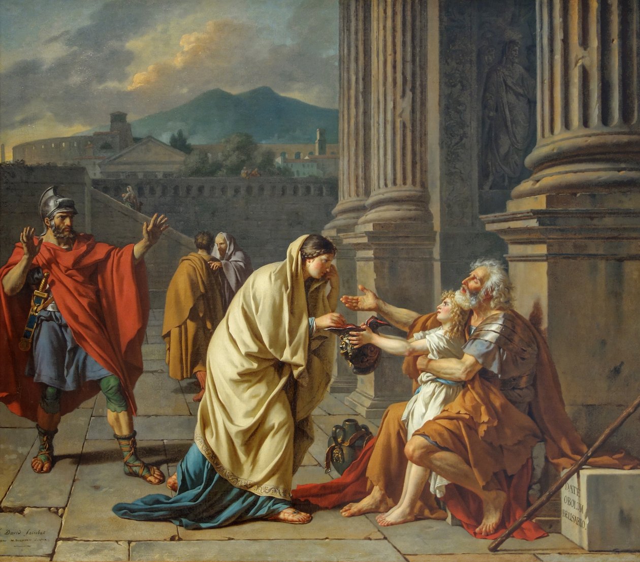 Belisarius herkend in het Louvre door Jacques Louis David