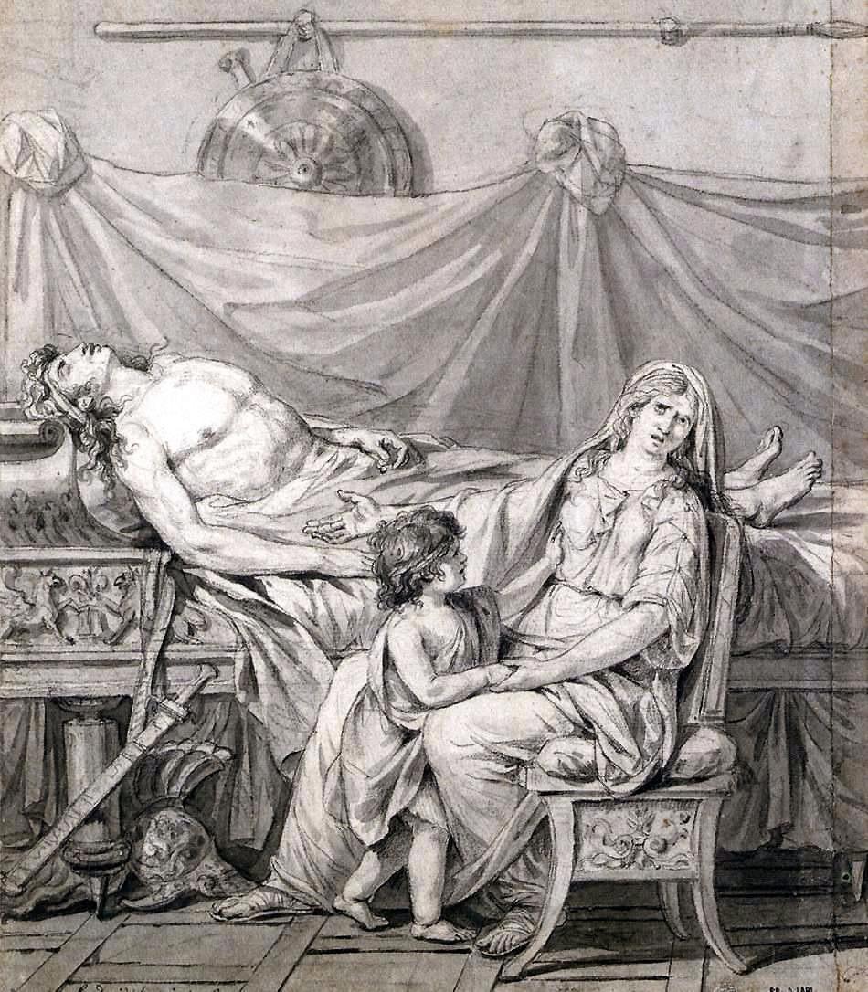 Het verdriet van Andromache door Jacques Louis David