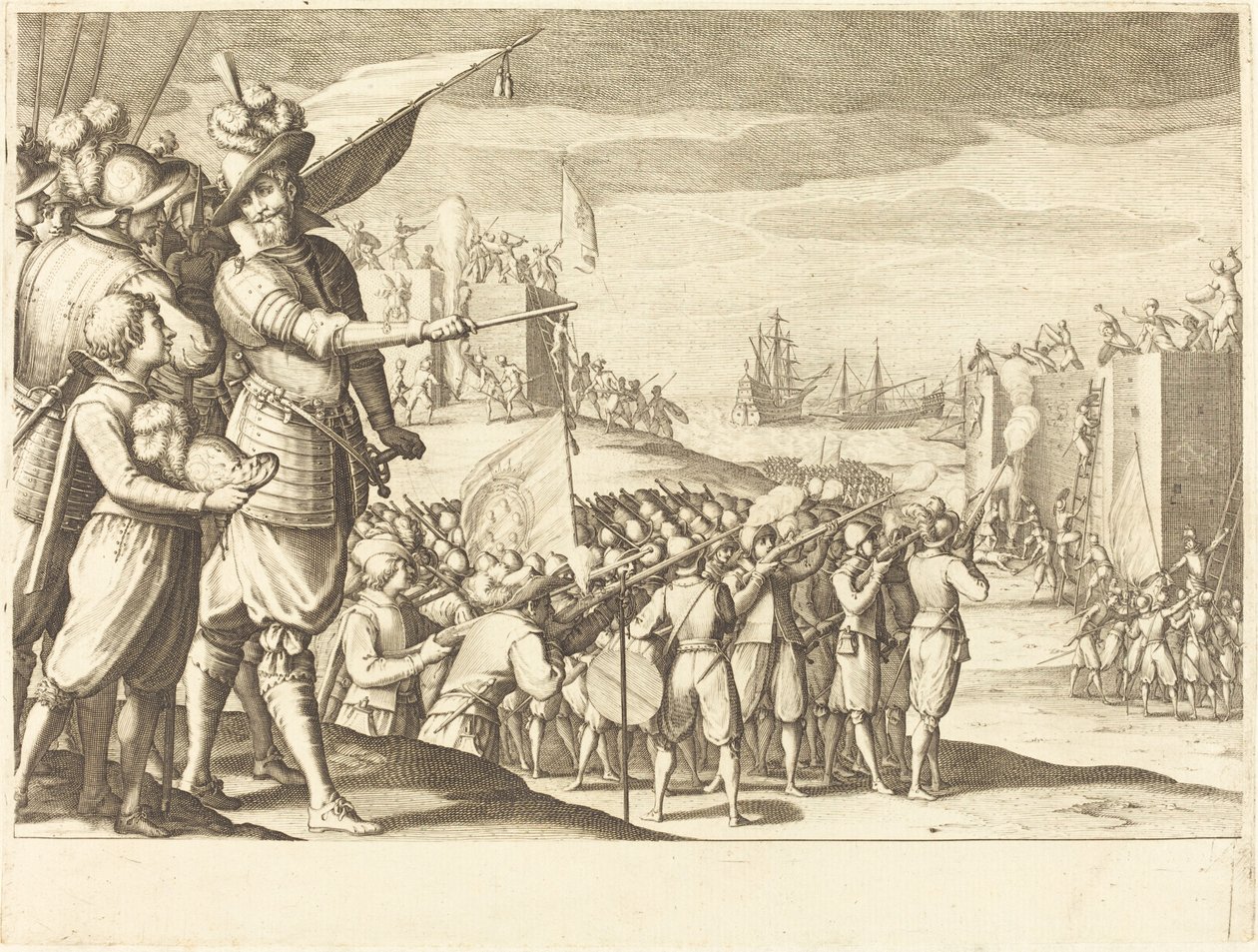 Aanval op twee forten door Jacques Callot