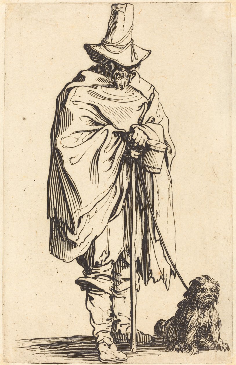 Bedelaar met hond, ca. 1622 door Jacques Callot