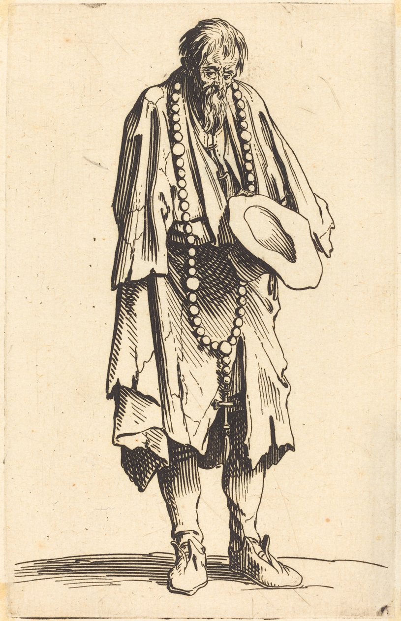 Bedelaar met Rozenkrans door Jacques Callot