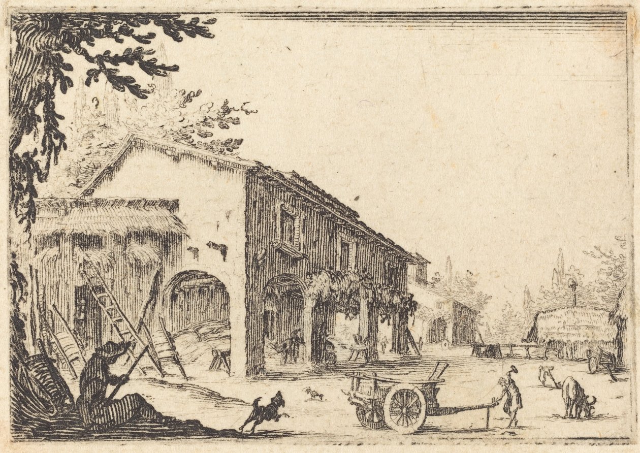 Binnenplaats van een Boerderij door Jacques Callot