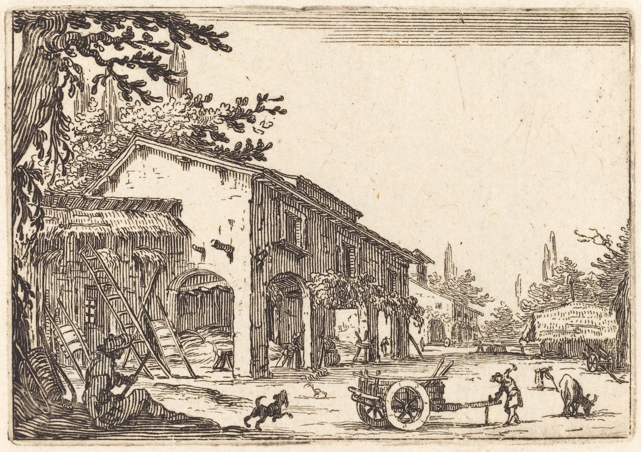Binnenplaats van een Boerderij door Jacques Callot