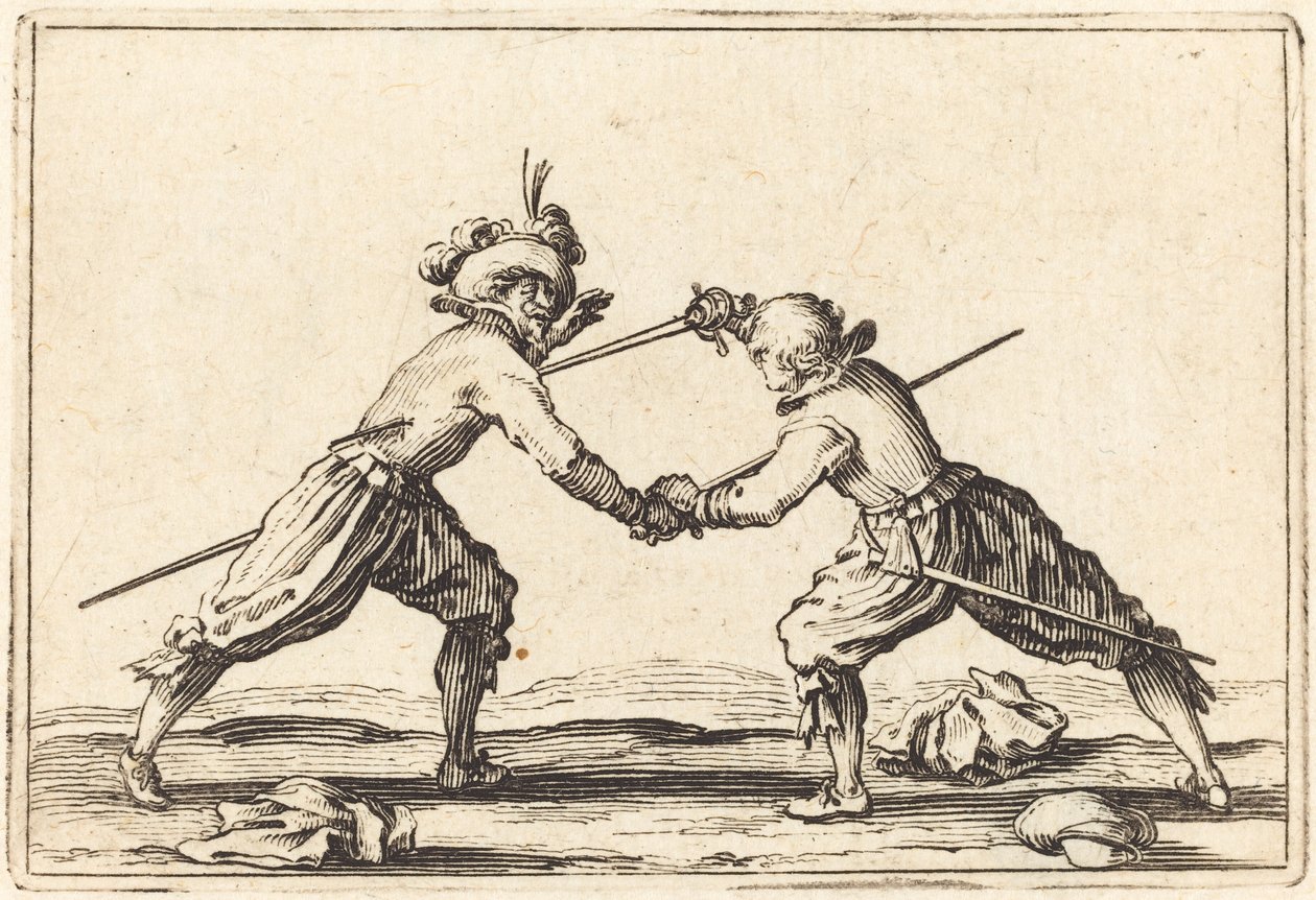 Duel met zwaarden, ca. 1622 door Jacques Callot