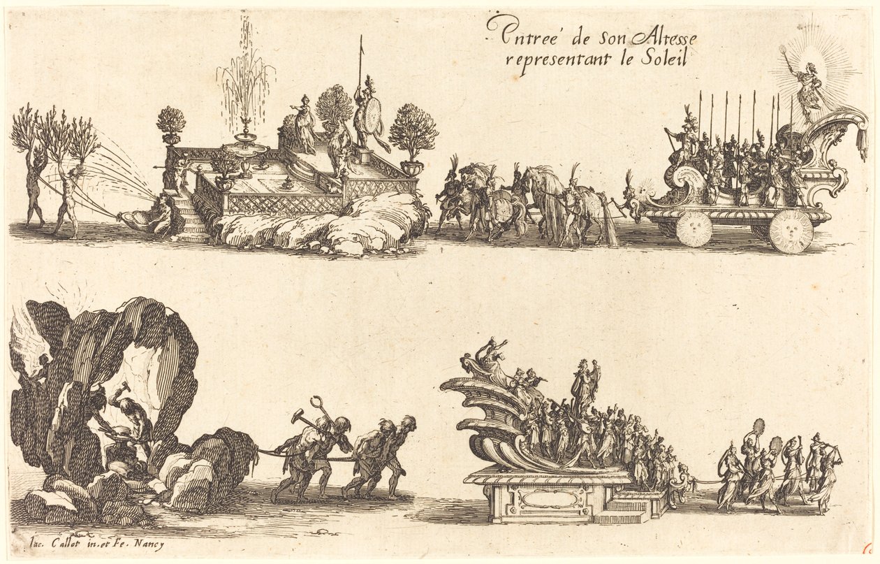 Ingang van Zijne Hoogheid, Voorstellende de Zon door Jacques Callot