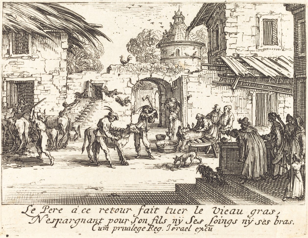 Het vetgemeste kalf doden door Jacques Callot