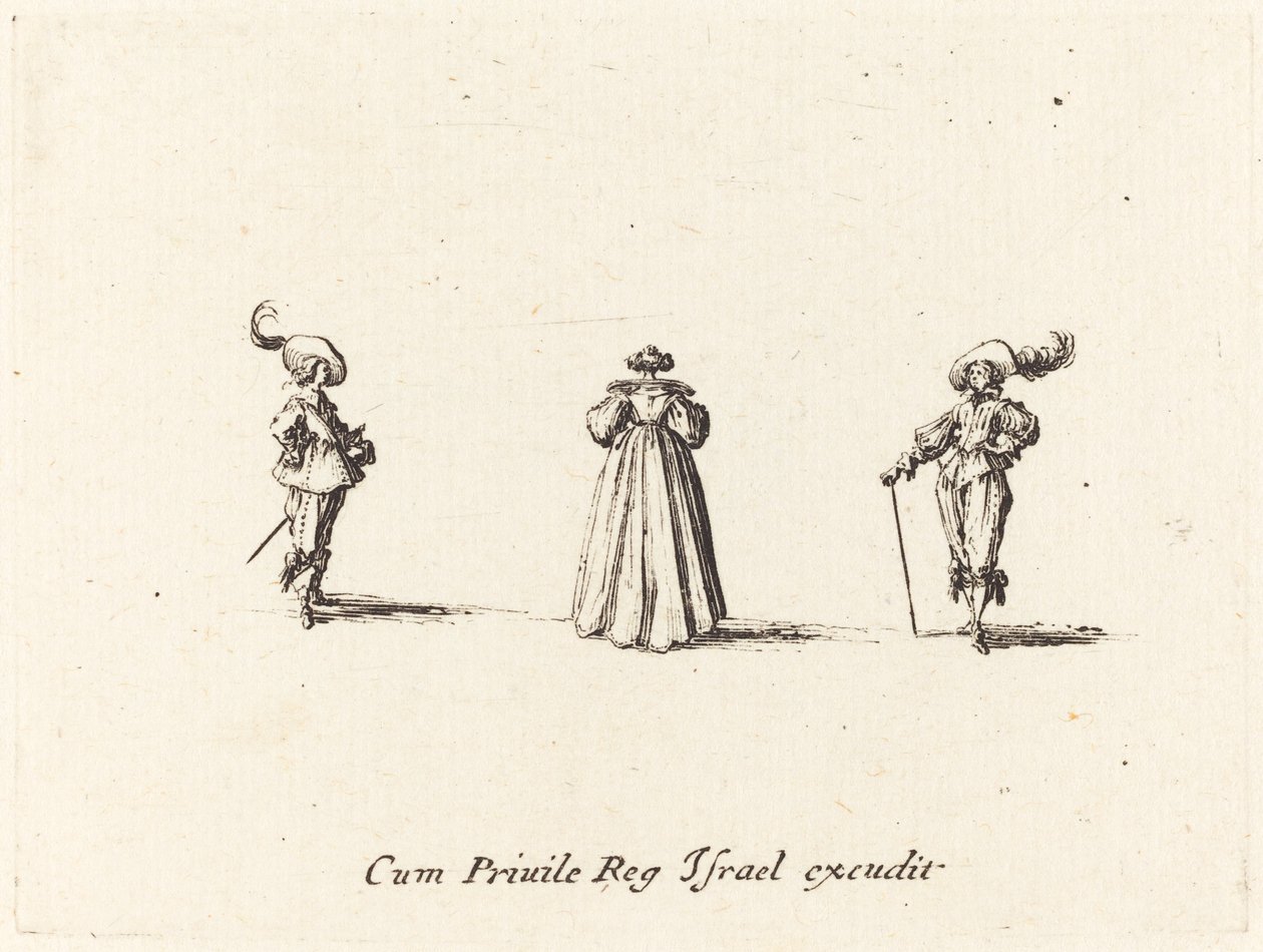 Dame Van Achteren Gezien, en Twee Heren door Jacques Callot