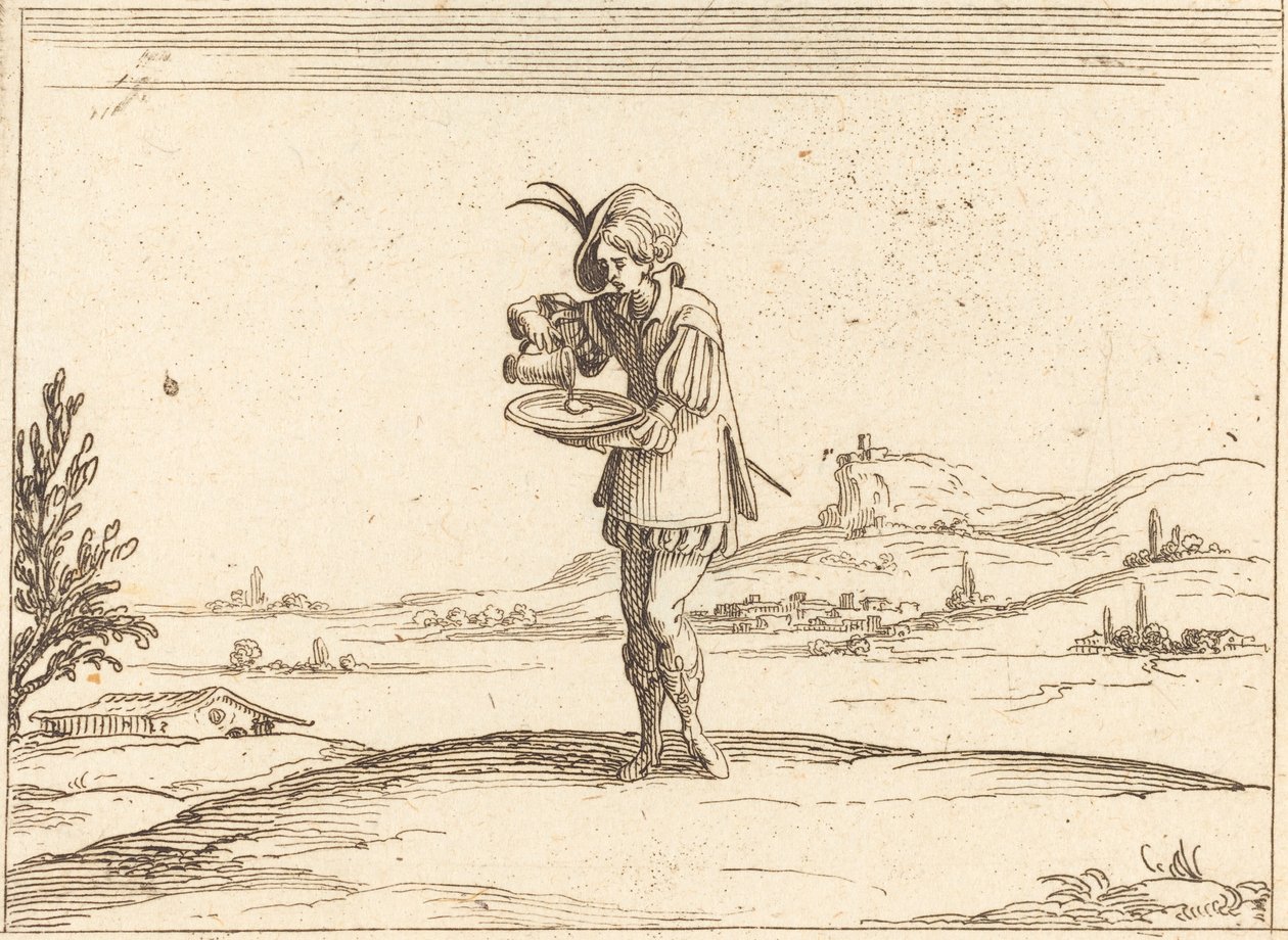 Man die een parel wast door Jacques Callot