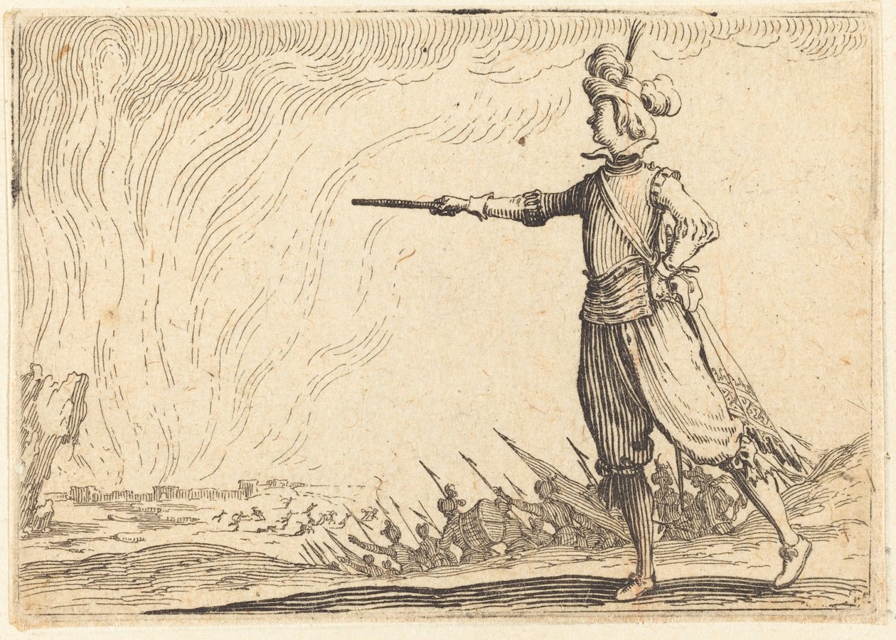 Militaire Commandant te Voet door Jacques Callot