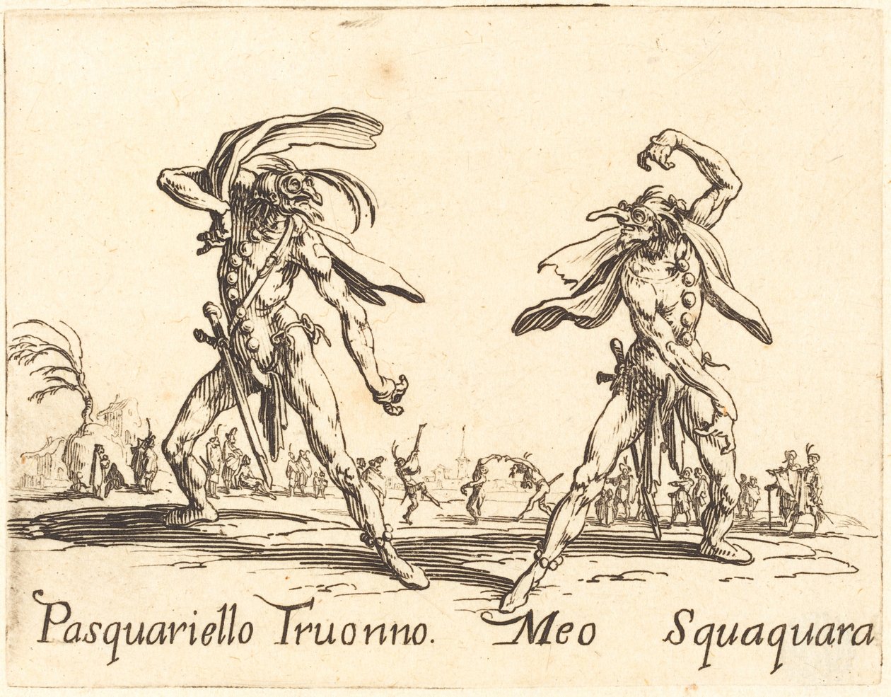 Pasquariello Truonno en Meo Squaquara door Jacques Callot