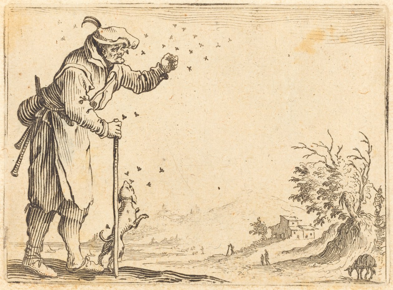 Boer aangevallen door bijen door Jacques Callot