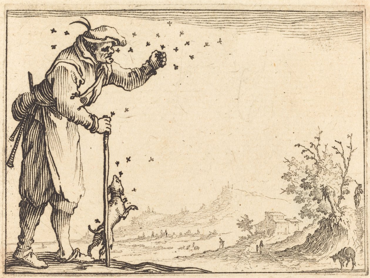 Boer aangevallen door bijen door Jacques Callot