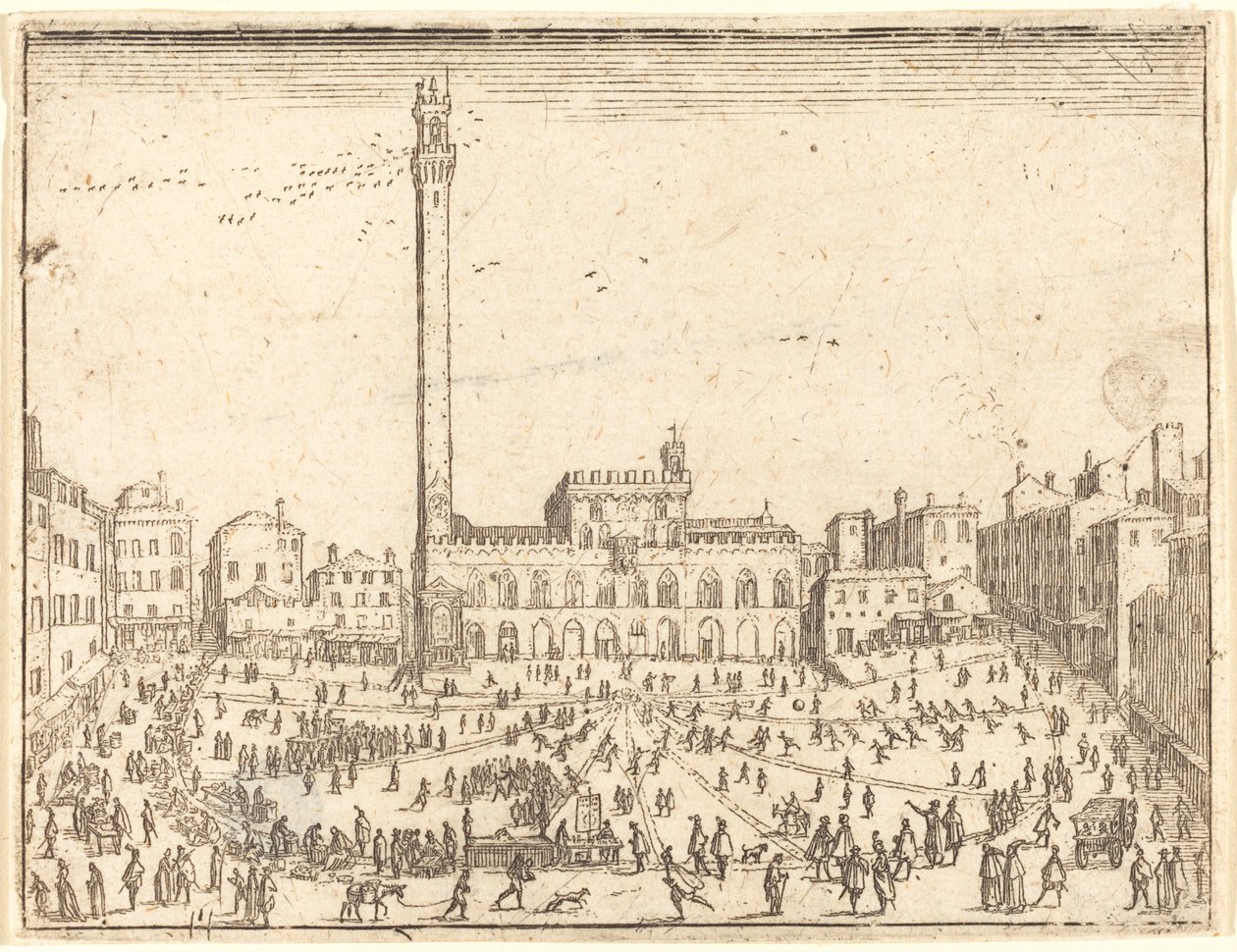 Piazza Publicca, Siena door Jacques Callot