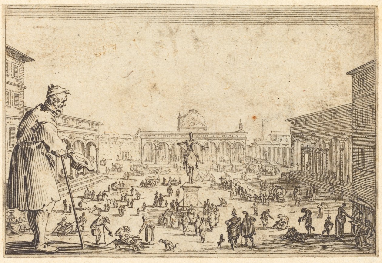 Piazza SS. Annunziata, Florence door Jacques Callot