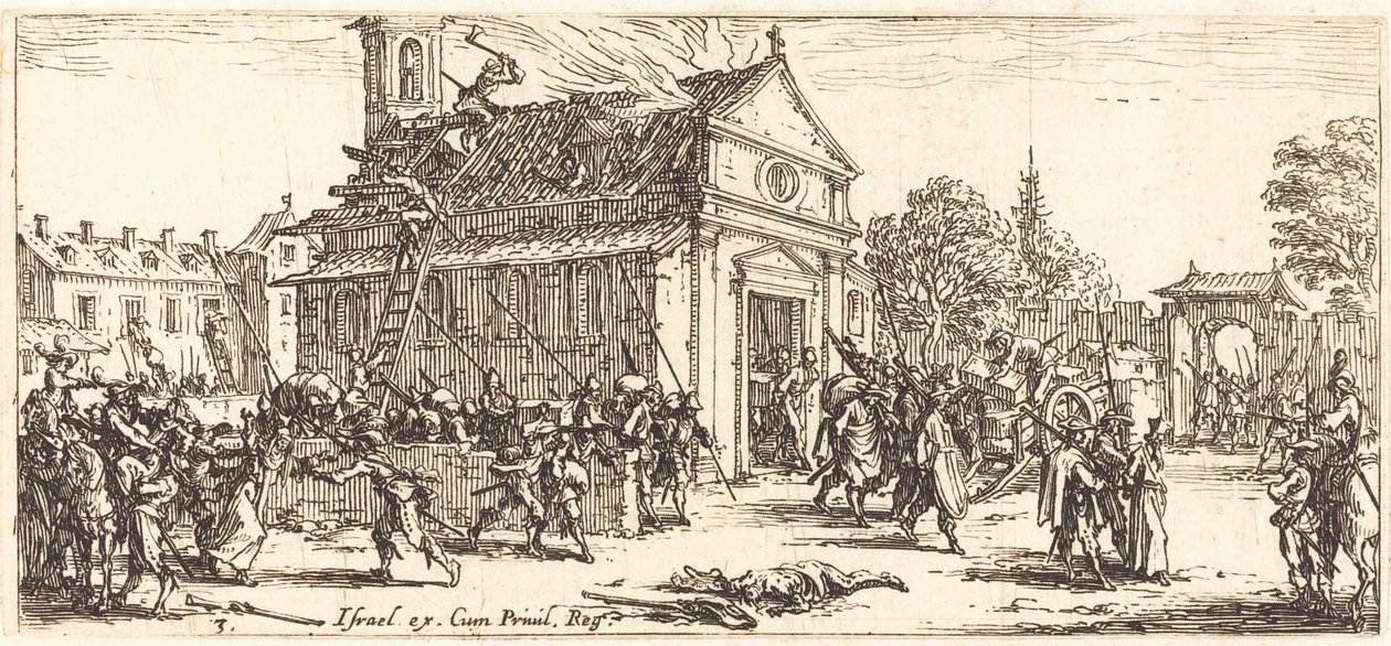 Plundering van een klooster, ca. 1633 door Jacques Callot
